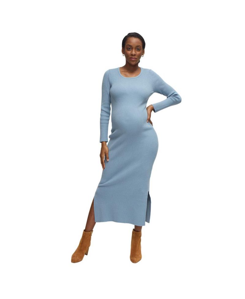 Maternity Long Sleeve Midi Sweater Dress