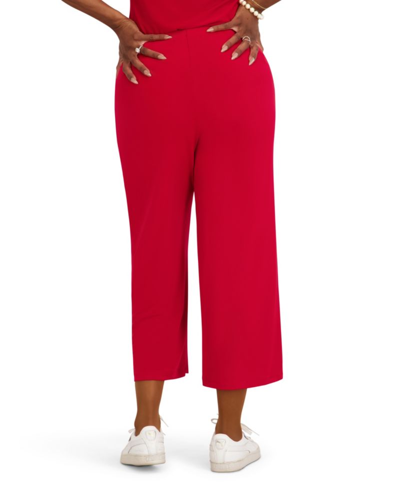 Women's High-Rise Pull-On Wide-Leg Cropped Pants