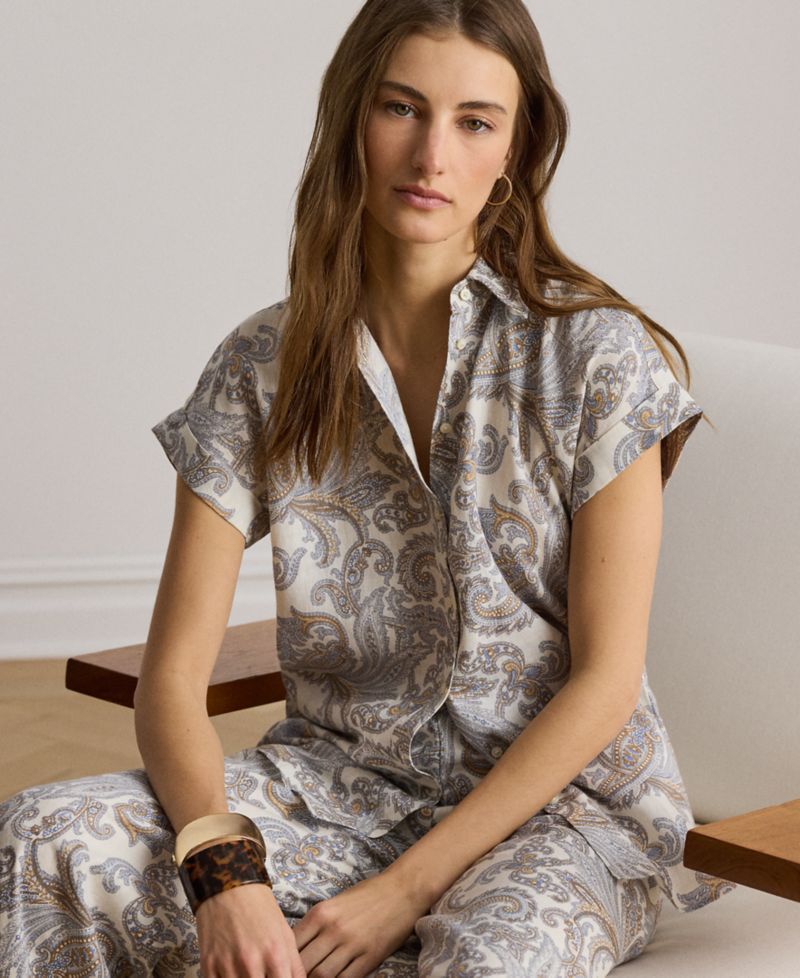 Petite Paisley Short-Sleeve Shirt