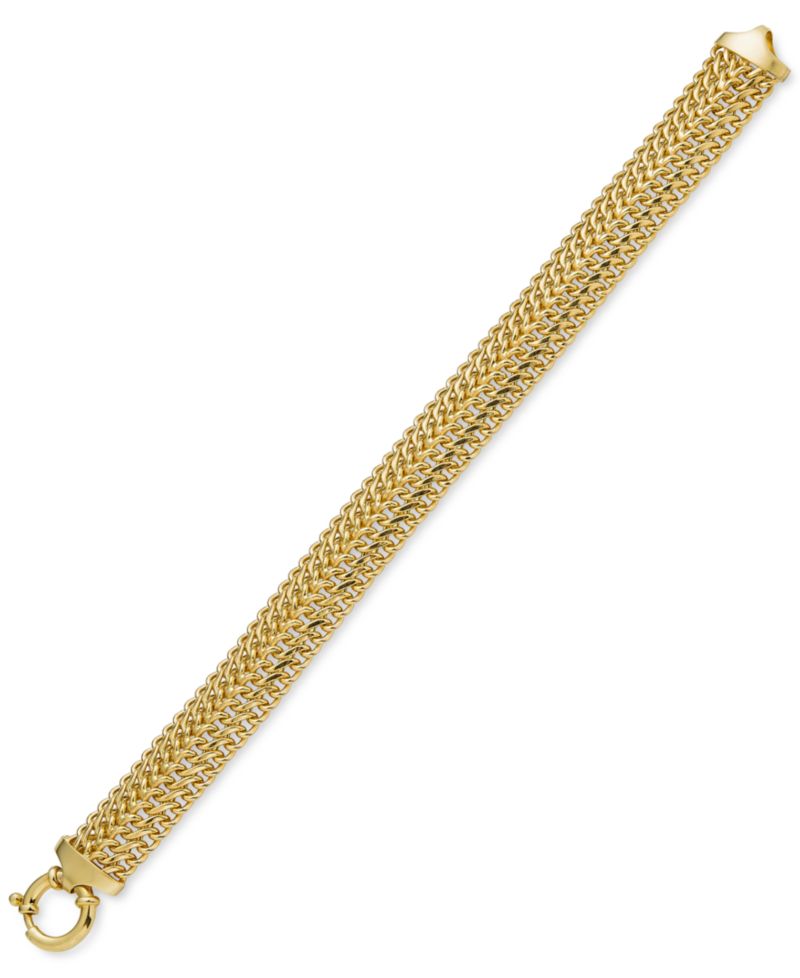 Woven Link Wide Chain Bracelet in 10k Gold