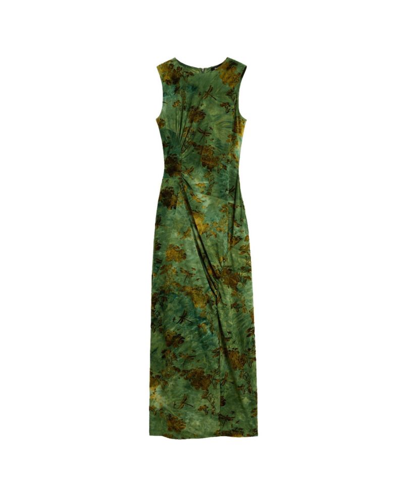 Women's Fitted Flocked Midi Dress
