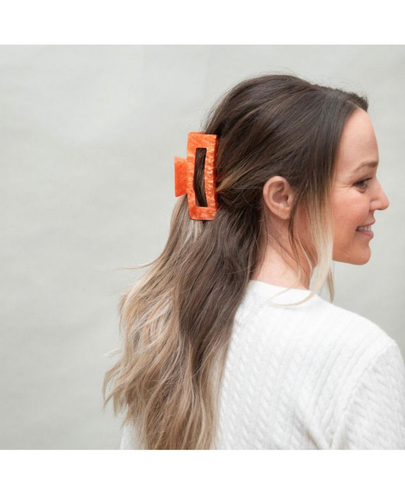 Large Rectangle Claw Clip - Orange