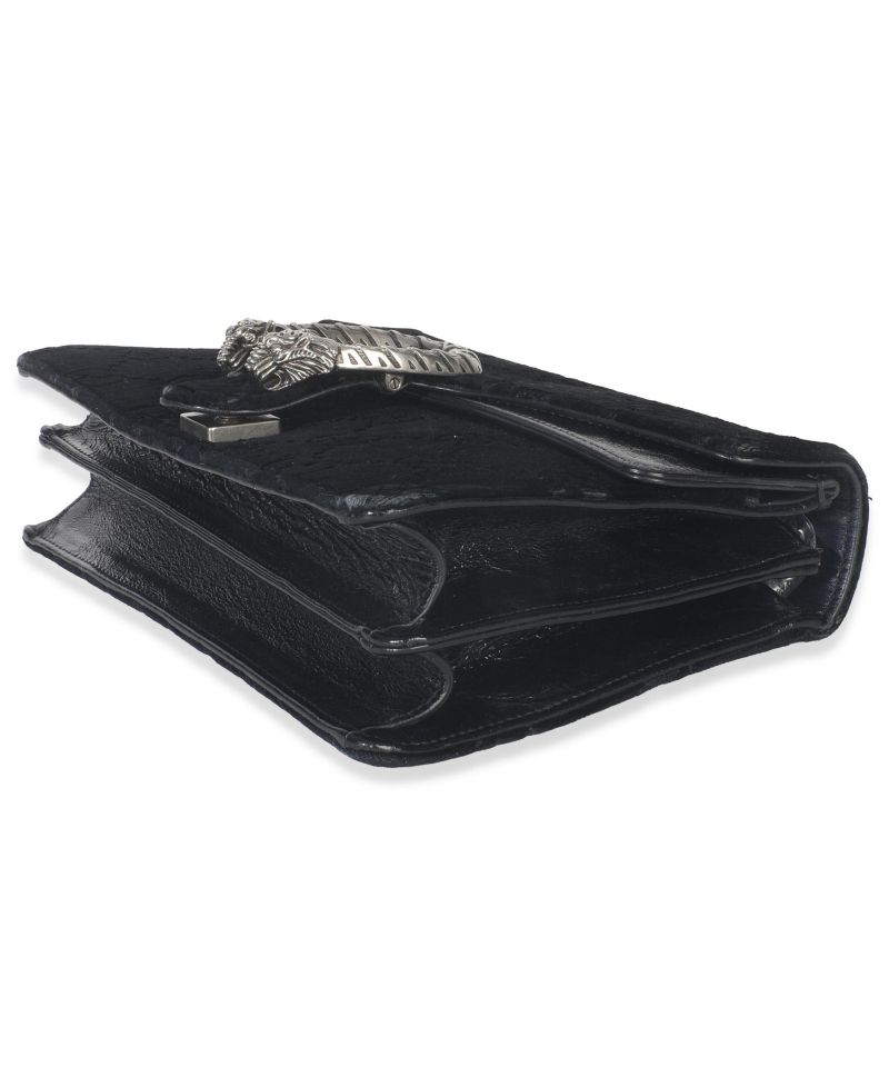 Black GG Embossed Velvet Small Dionysus Chain Bag