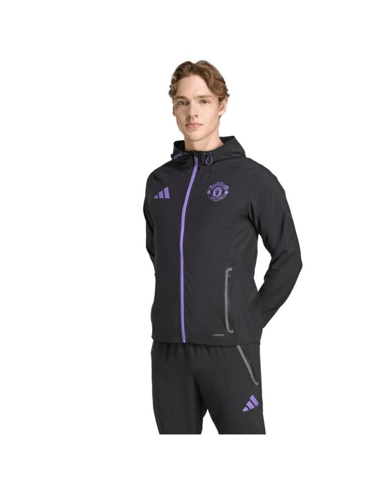 Men's Black Manchester United 2025/26 Tiro Vis Tech Travel Jacket