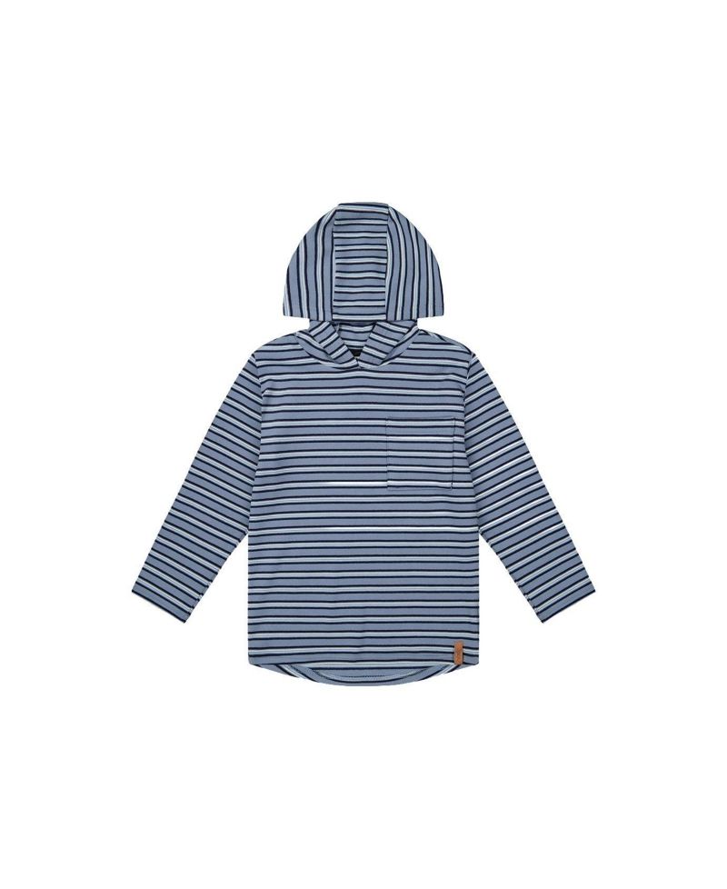 Little and Big Boy 6-12 Striped Brushed Jersey Hooded T-Shirt