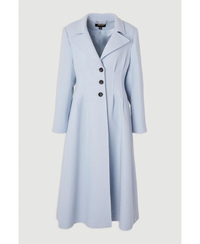 Women's Corset Detail Full Skirted Maxi Coat