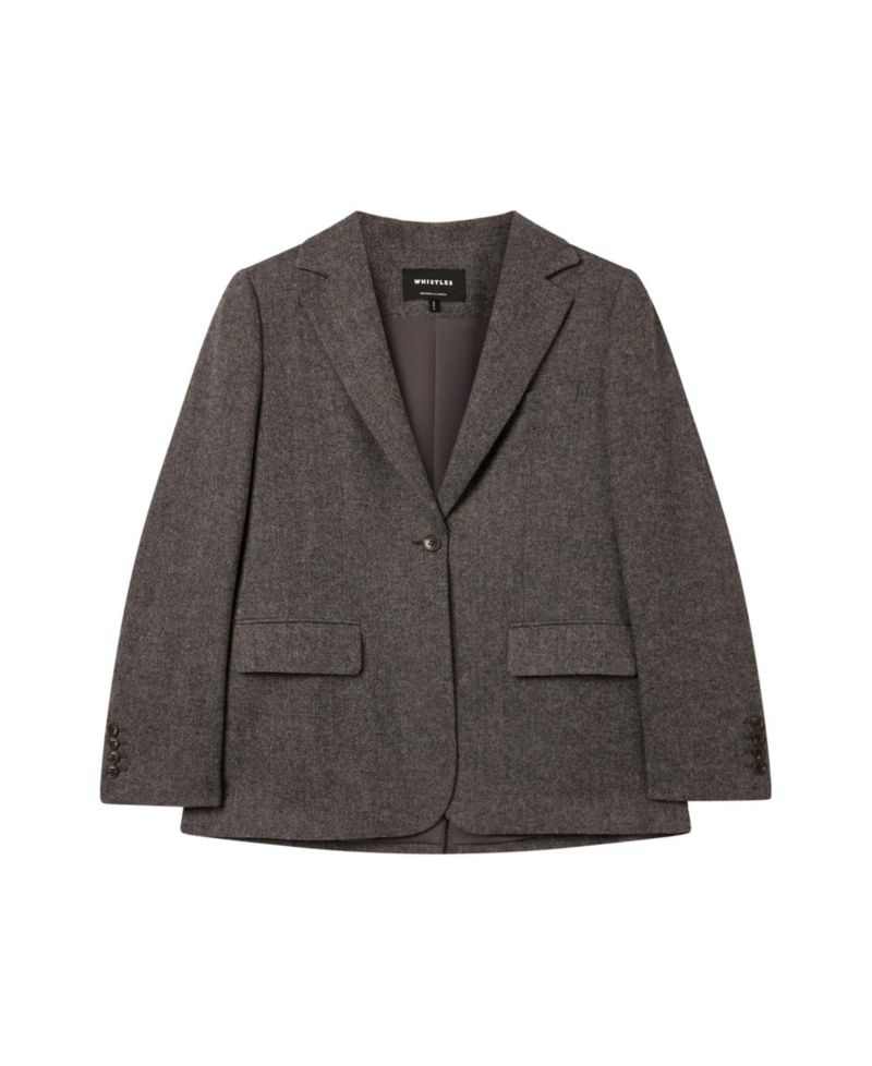 Women's Herringbone Mandarin-Collar Blazer