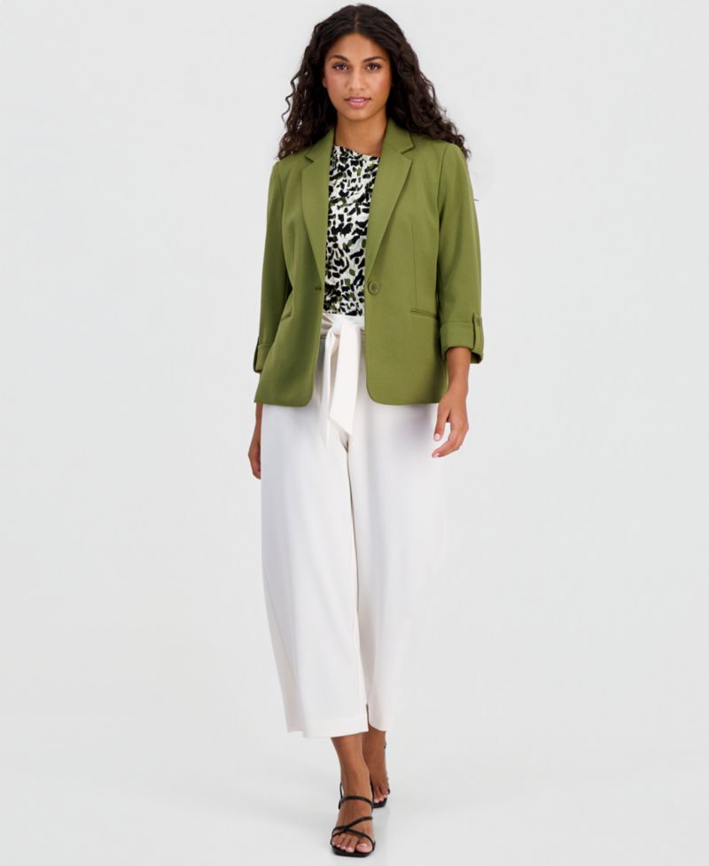 Petite Printed Asymmetric Short-Sleeve Top