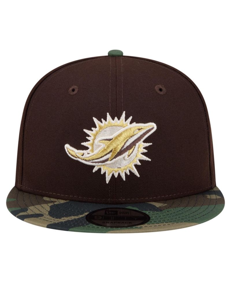 Men's Dark Brown Miami Dolphins Burnt Wood Camo 9FIFTY Snapback Hat