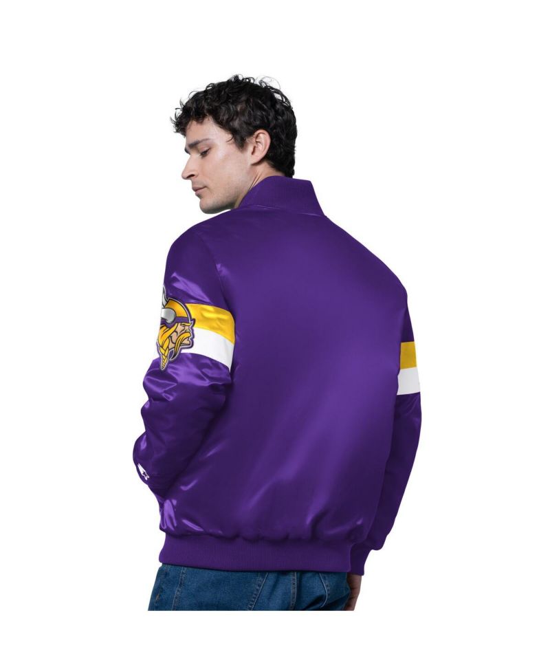 Men's Purple Minnesota Vikings Triple Option Satin Varsity Full-Snap Jacket