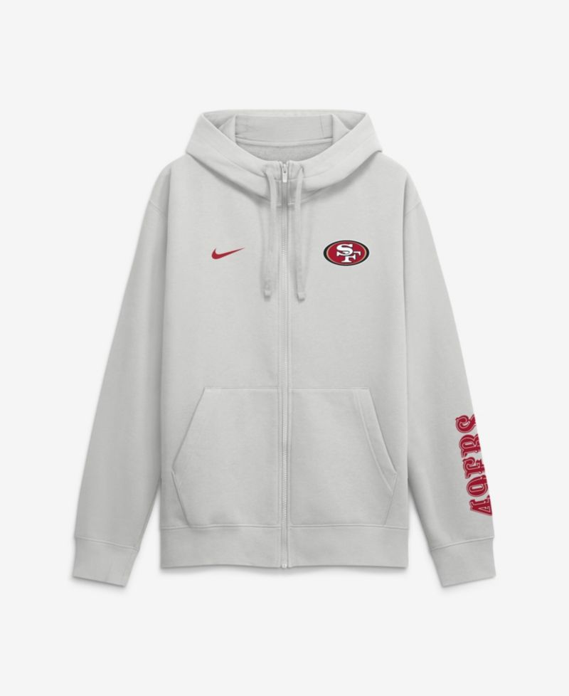 Men's Gray San Francisco 49ers Cool Down Club Full-Zip Hoodie