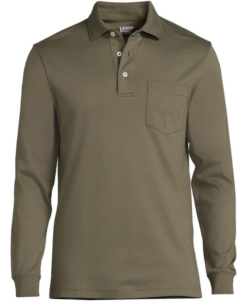 Men's Long Sleeve Cotton Supima Polo Shirt with Pocket