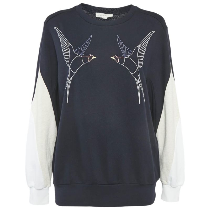 Women's Black Studded Logo Cotton Knit Oversized Sweatshirt