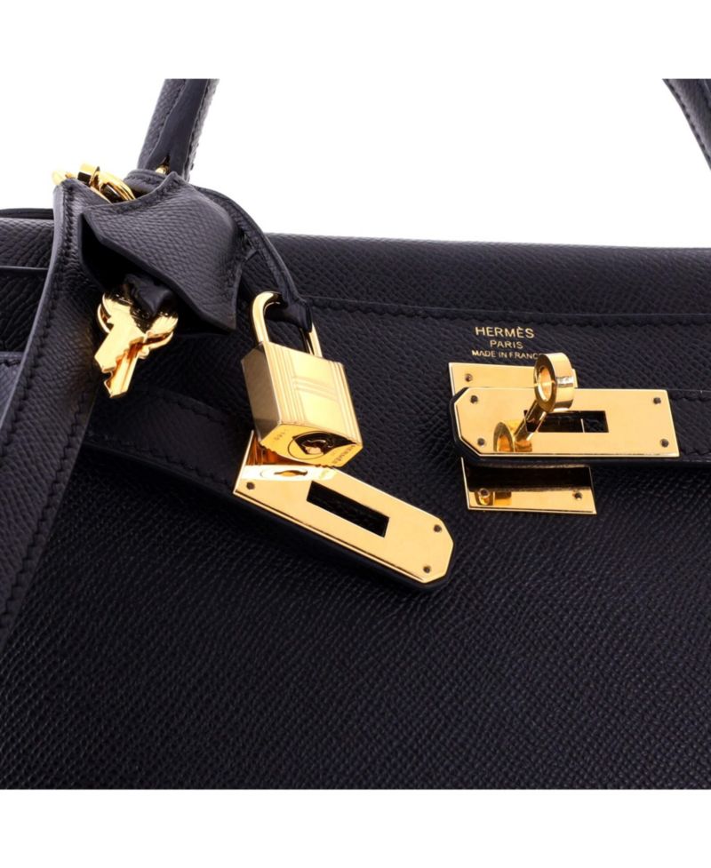 Kelly 28 Handbag Black Epsom with Gold Hardware