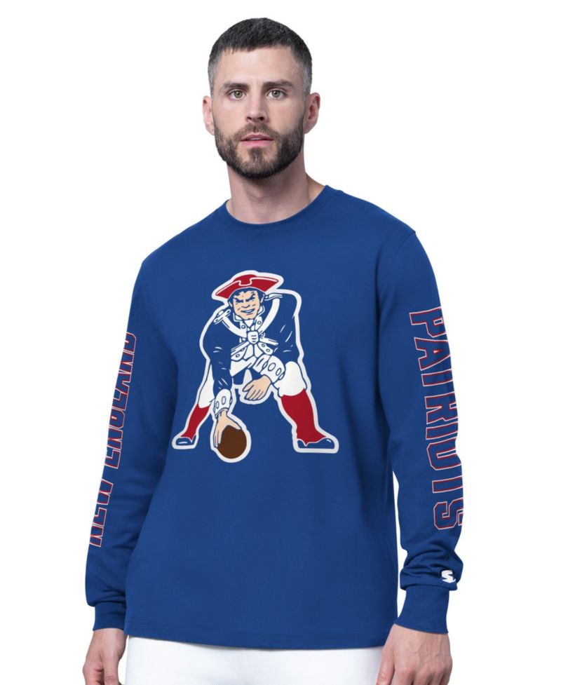 Men's Royal New England Patriots Clutch Hit II Logo Long-Sleeve T-Shirt