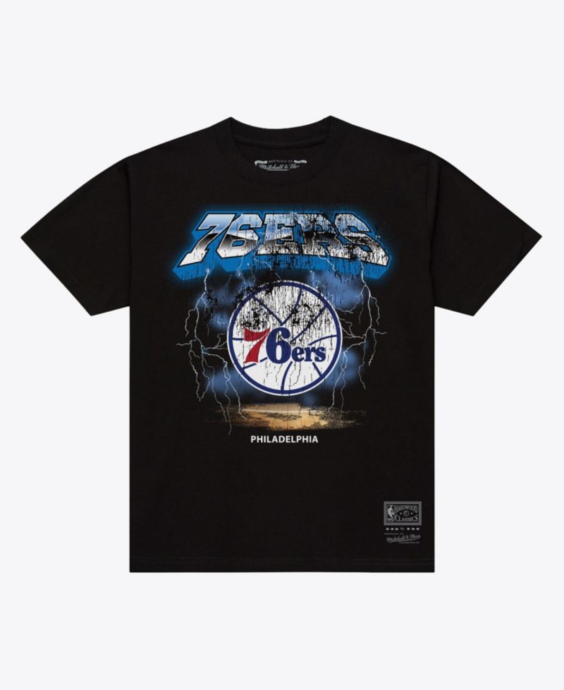 Men's Philadelphia 76ers Lightning Graphic Distressed T-Shirt