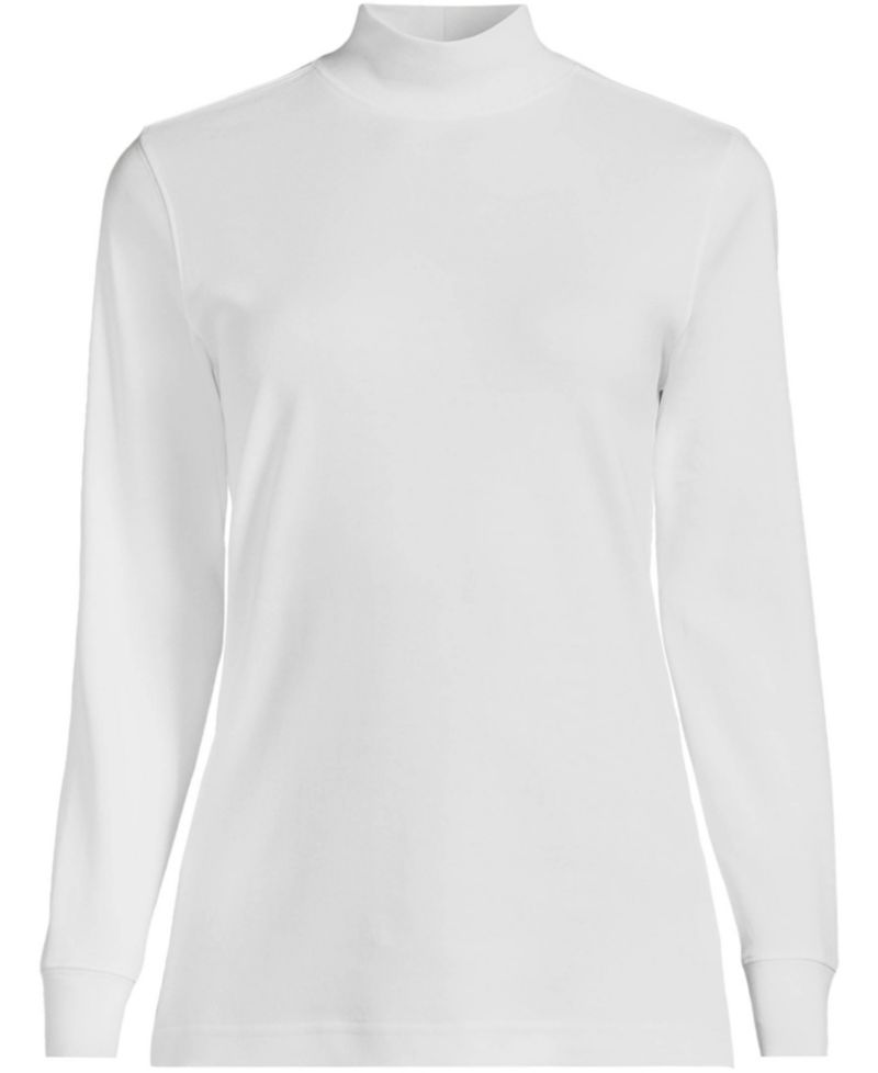 Plus Size Relaxed Cotton Long Sleeve Mock Turtleneck