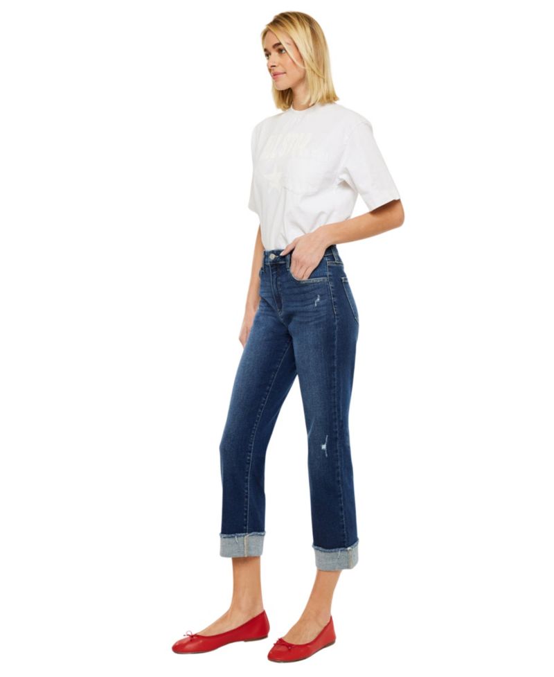 Women's High Rise Cropped Straight-Leg Jeans