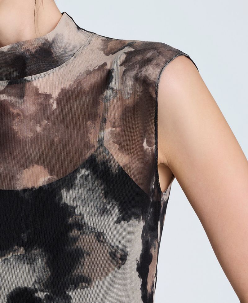 Women's Mock-Neck Sleeveless Mesh Top