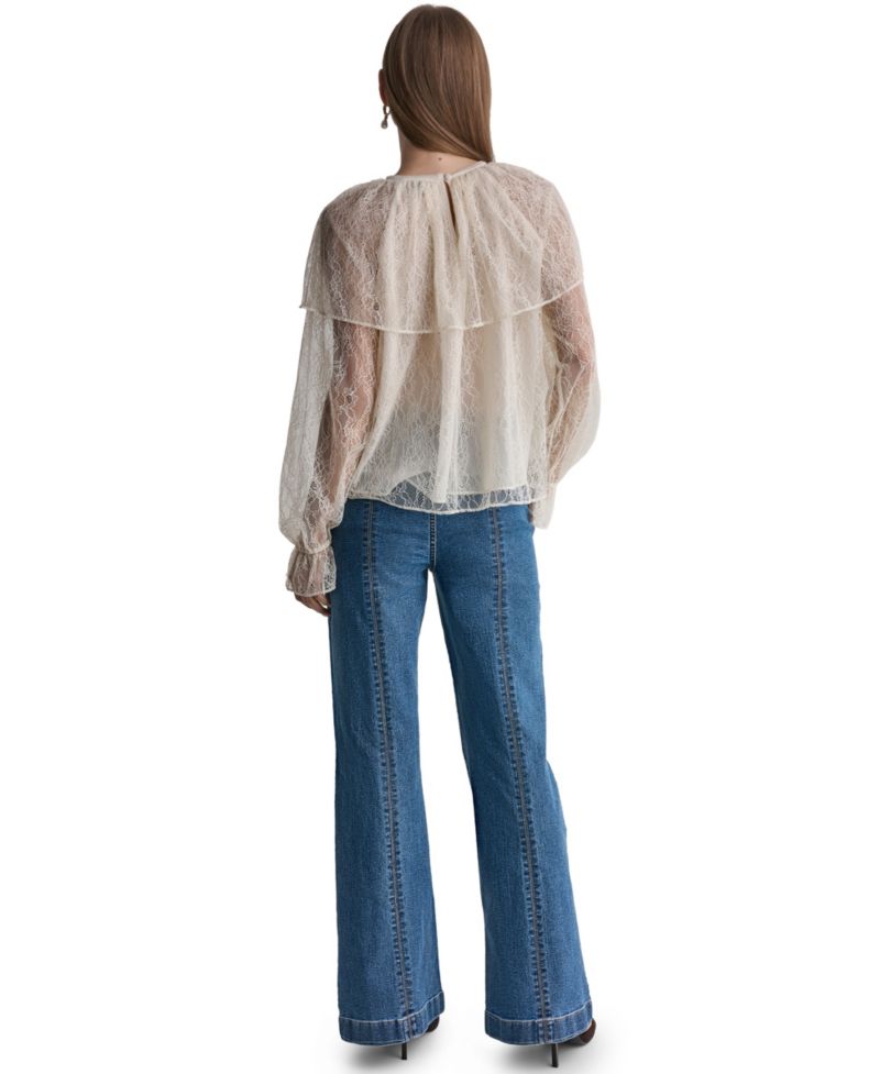 Women's Long-Sleeve Lace Cape Blouse