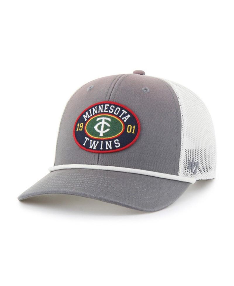 Men's Gray/White Minnesota Twins Tide Sweep Rope Trucker Adjustable Hat