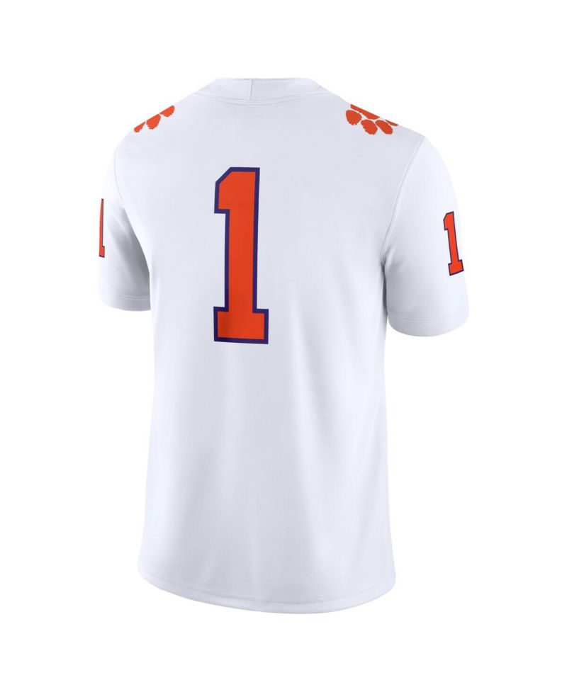 Men's 1 White Clemson Tigers Game Jersey