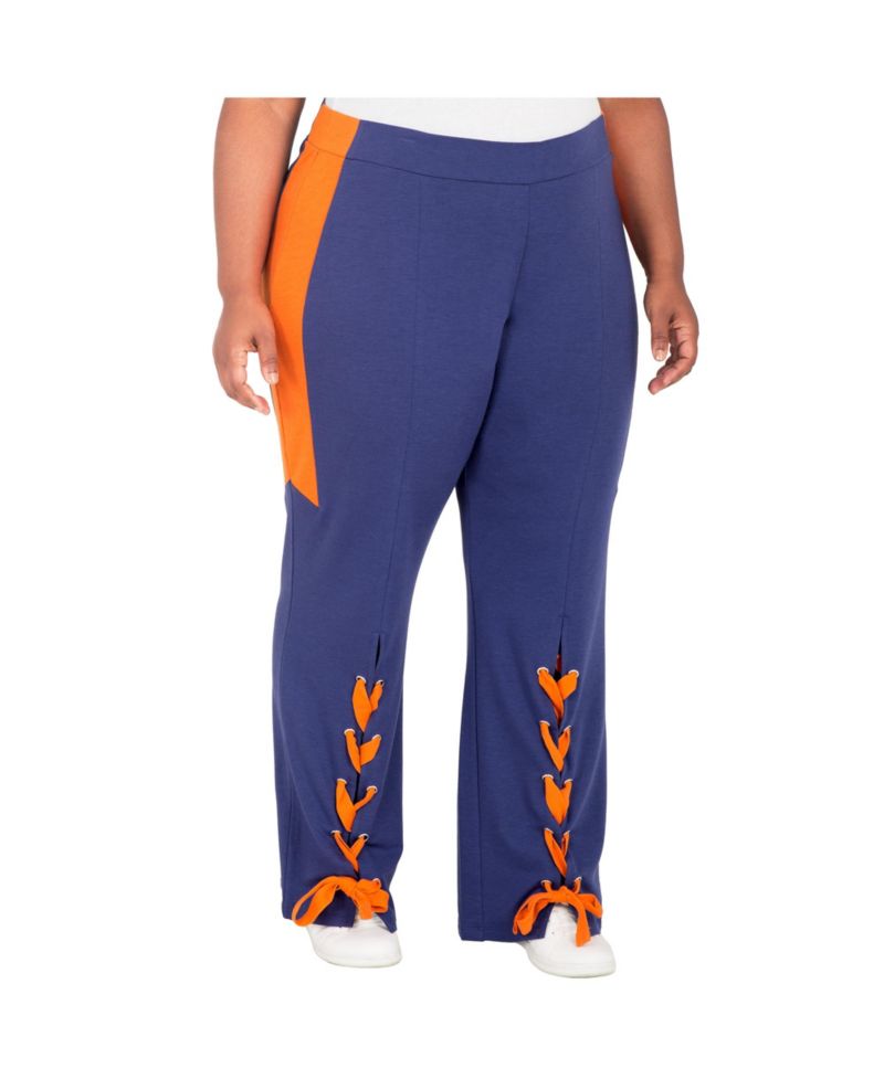 Plus Size Side Stripe Lace Up Hem Pants