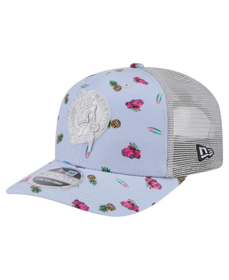 Men's Light Blue/Gray Boston Celtics Adventure Aloha Pattern 9SEVENTY Stretch-Snap Hat