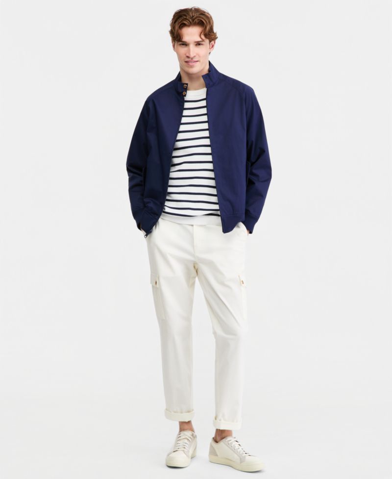 Men's Cotton-Blend Harrington Mock-Neck Jacket