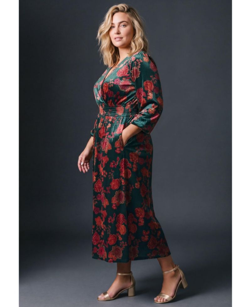 Plus Size Adia Velvet Maxi Surplice V-Neck Dress