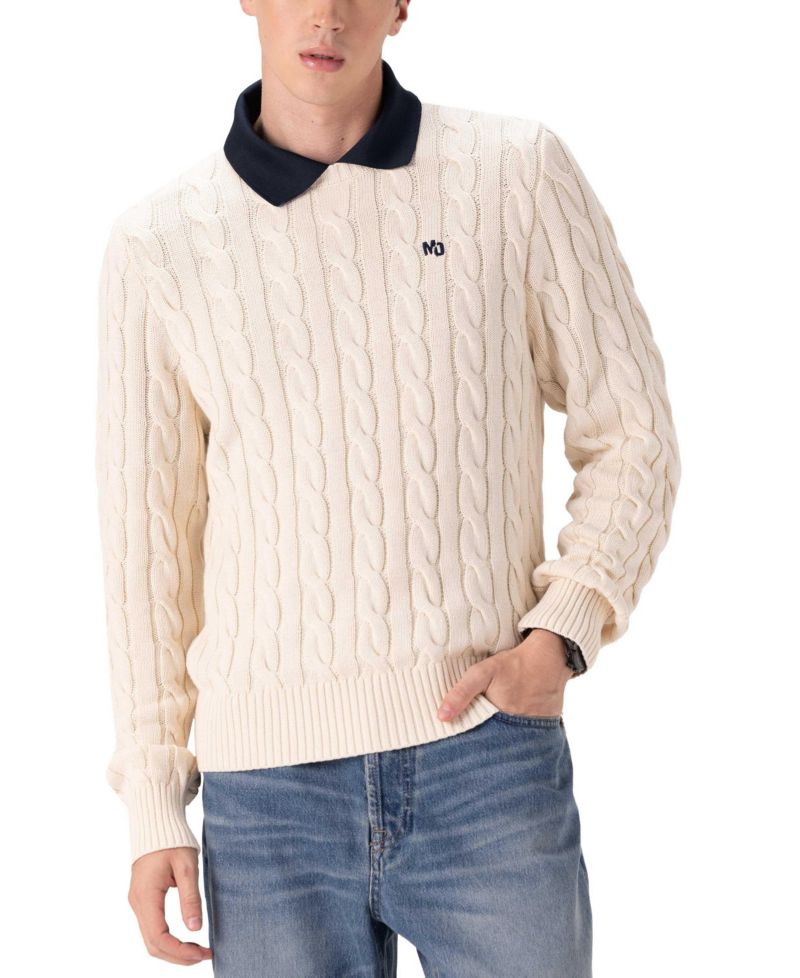 Men's Crew Neck Cable Knit Sweater