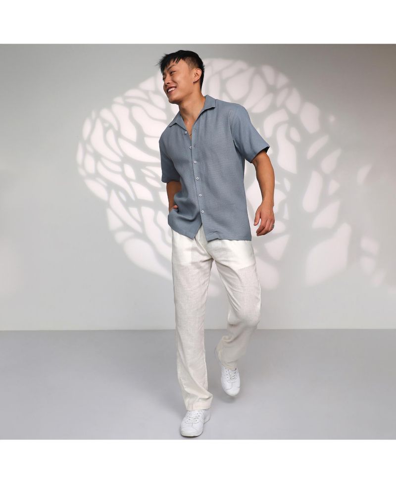 Men's Cloud Grey Solid Resort Shirt