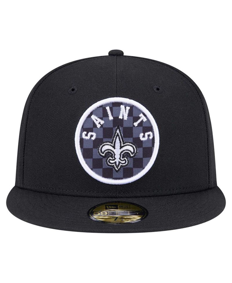 Men's Black New Orleans Saints Checkered 59FIFTY Fitted Hat