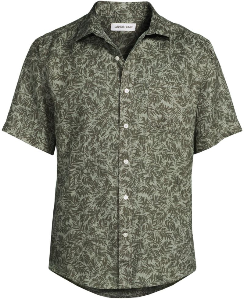 Men's Traditional Fit Short Sleeve Linen Shirt