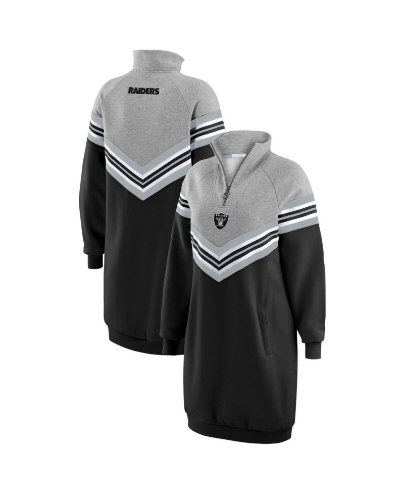 Women's Black/Heather Gray Las Vegas Raiders Chevron Stripe Dress