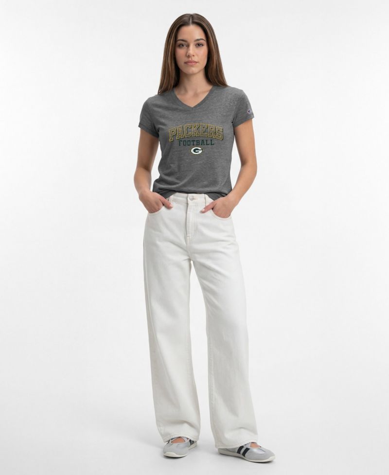 Women's Green Bay Packers Triumph Tri-Blend Distressed V-Neck T-Shirt