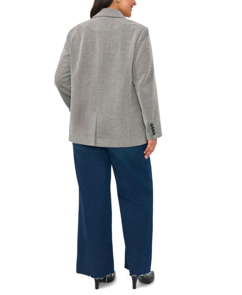 Plus Size Single-Button Mid-Length Stretch Blazer