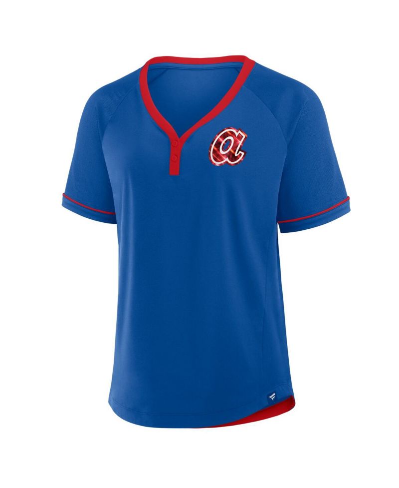 Women's Royal Atlanta Braves Cooperstown Collection League Diva Raglan V-Neck T-Shirt