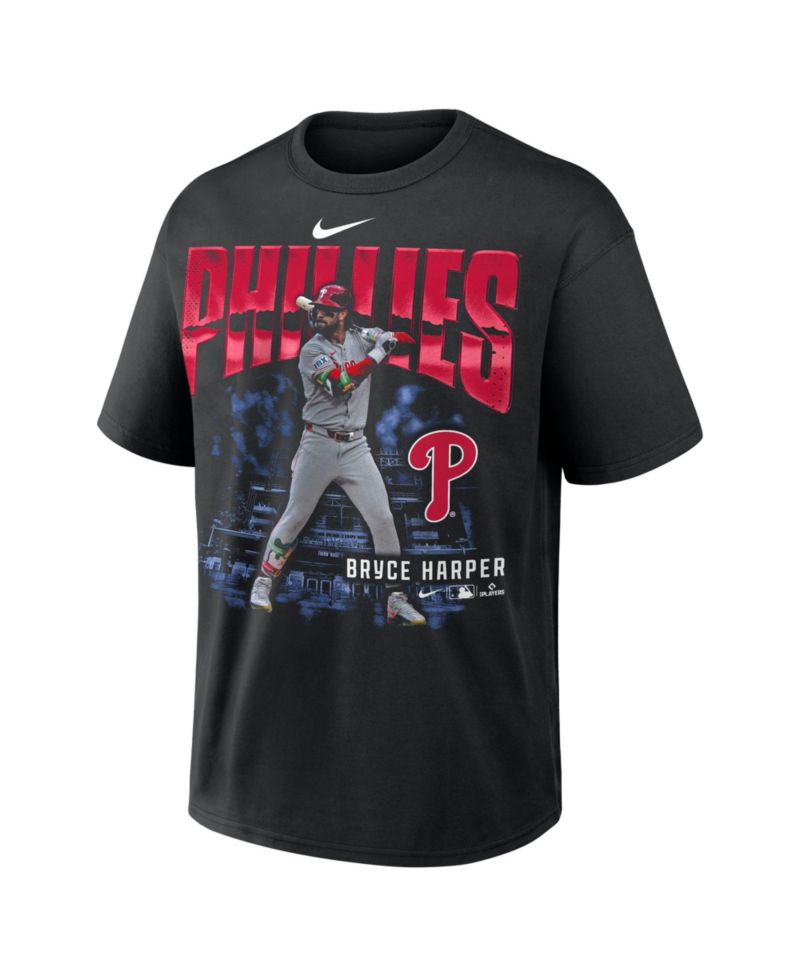 Men's Bryce Harper Black Philadelphia Phillies Enlarged Player Graphic Max90 Heavyweight T-Shirt
