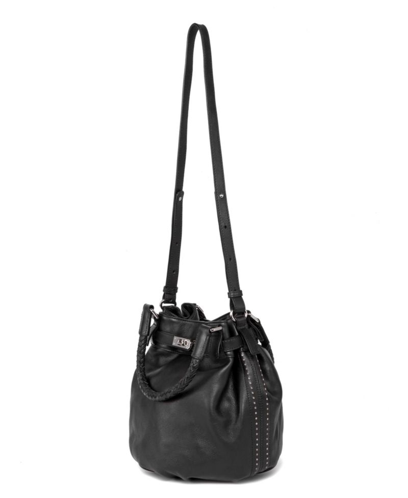 Pumpkin Small Leather Crossbody Bucket Bag