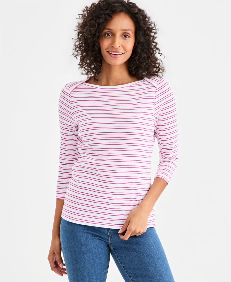 Petite Pima Cotton Boat Neck Top