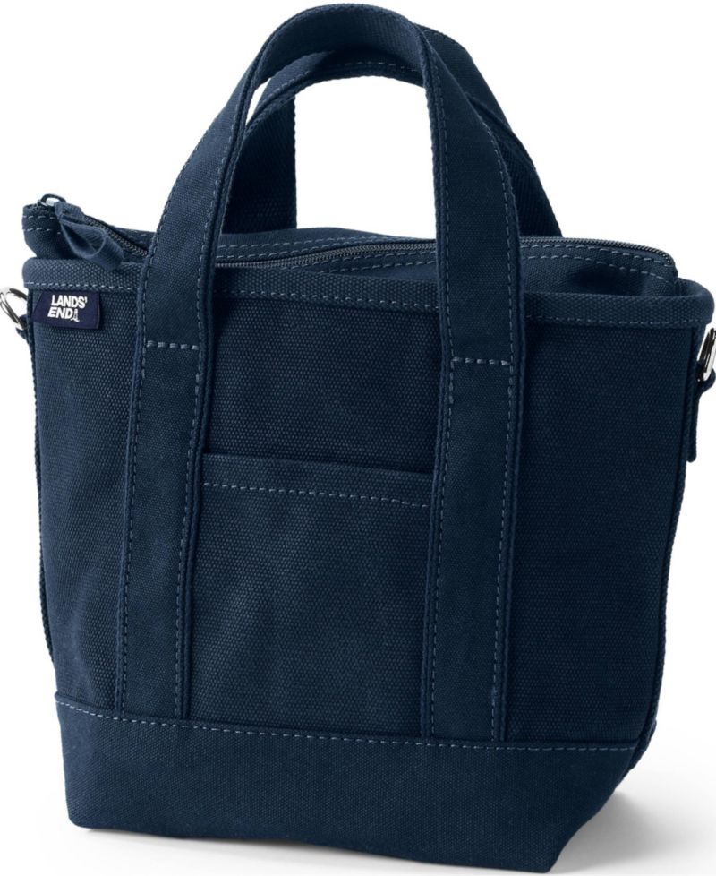 Small Solid Color 3 Pocket Zip Top Canvas Tote Bag