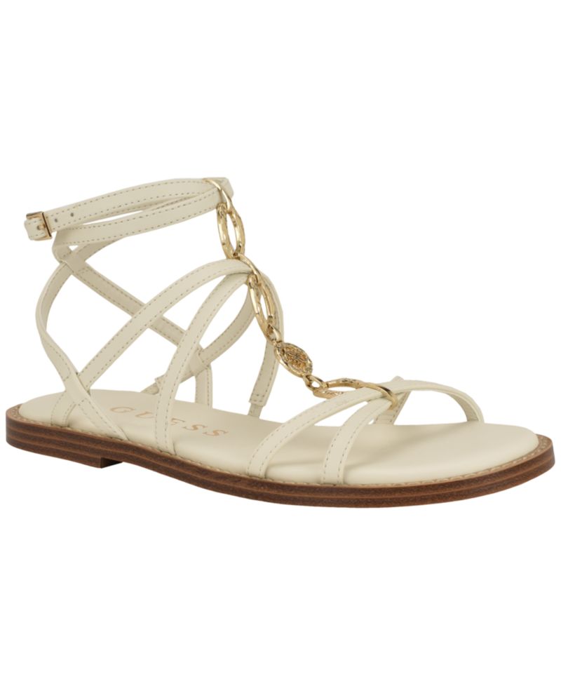 Women's Grunge Gladiator Ornamented Flat Sandals