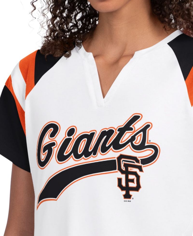 Women's White San Francisco Giants Game On Notch Neck Raglan T-Shirt