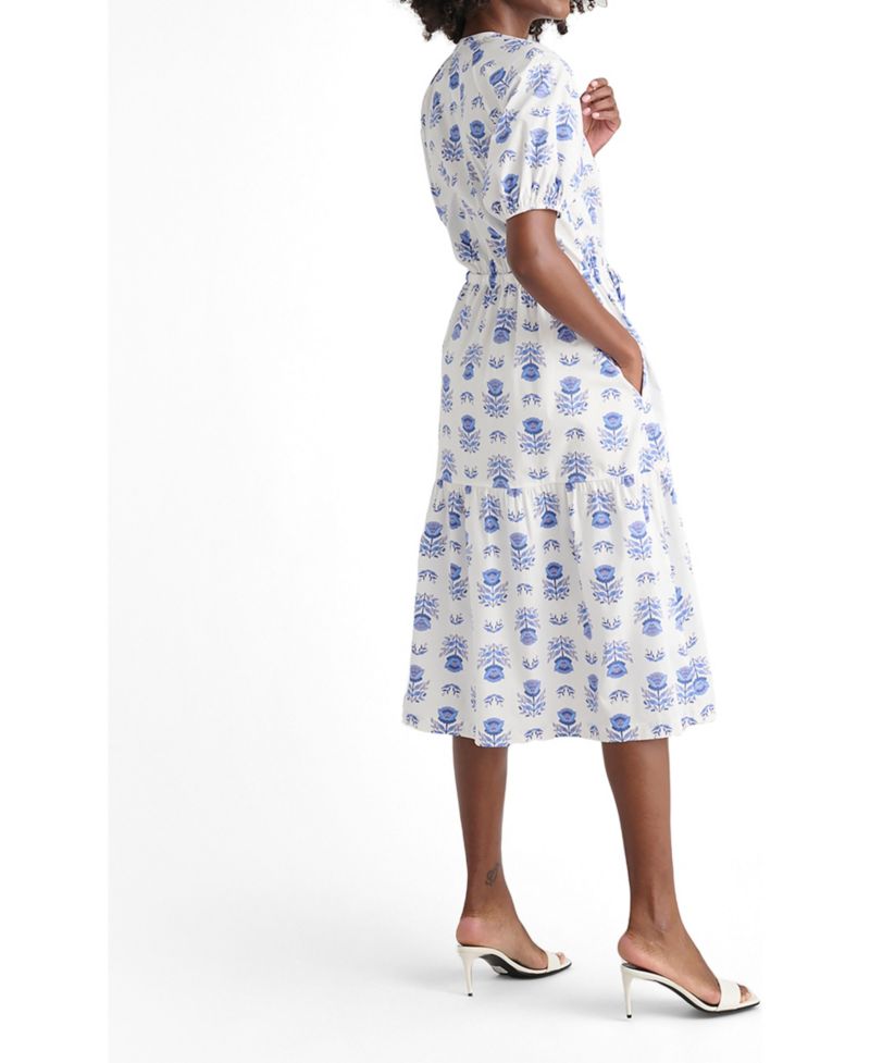 Women's Stretch Cotton Printed Brigette Midi Dress