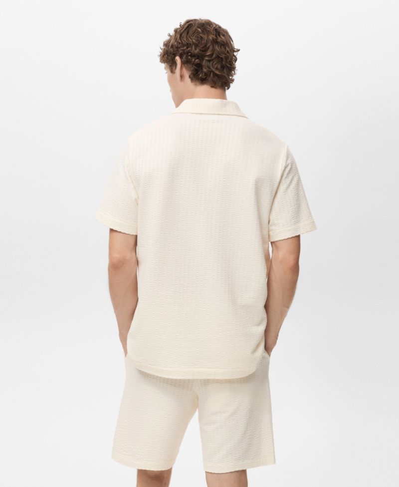Men's Seersucker Cotton Polo Shirt