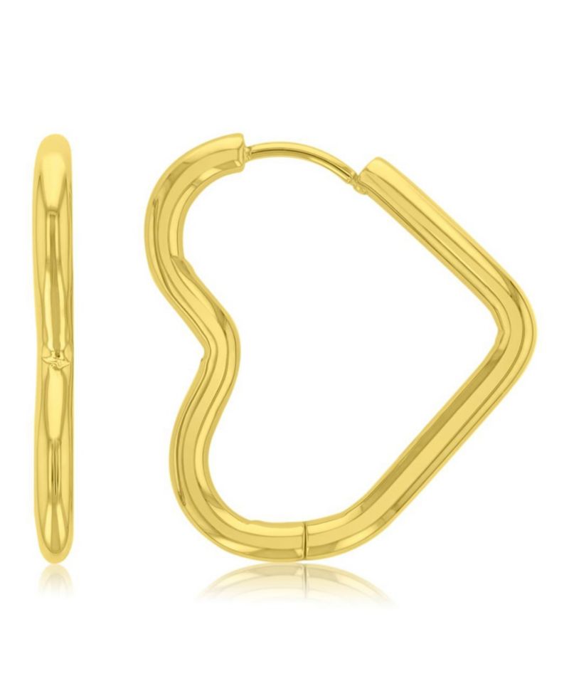 Waterproof Yellow 27mm Tube Heart Hoop Earrings
