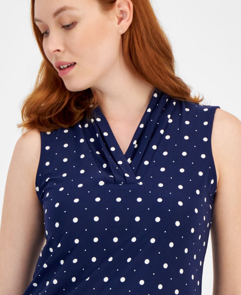 Petite Pleated V-Neck Top