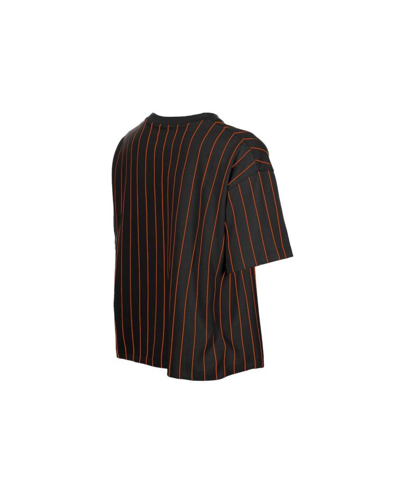 Women's Black Baltimore Orioles Throwback Meshback Pinstripe Boxy T-Shirt