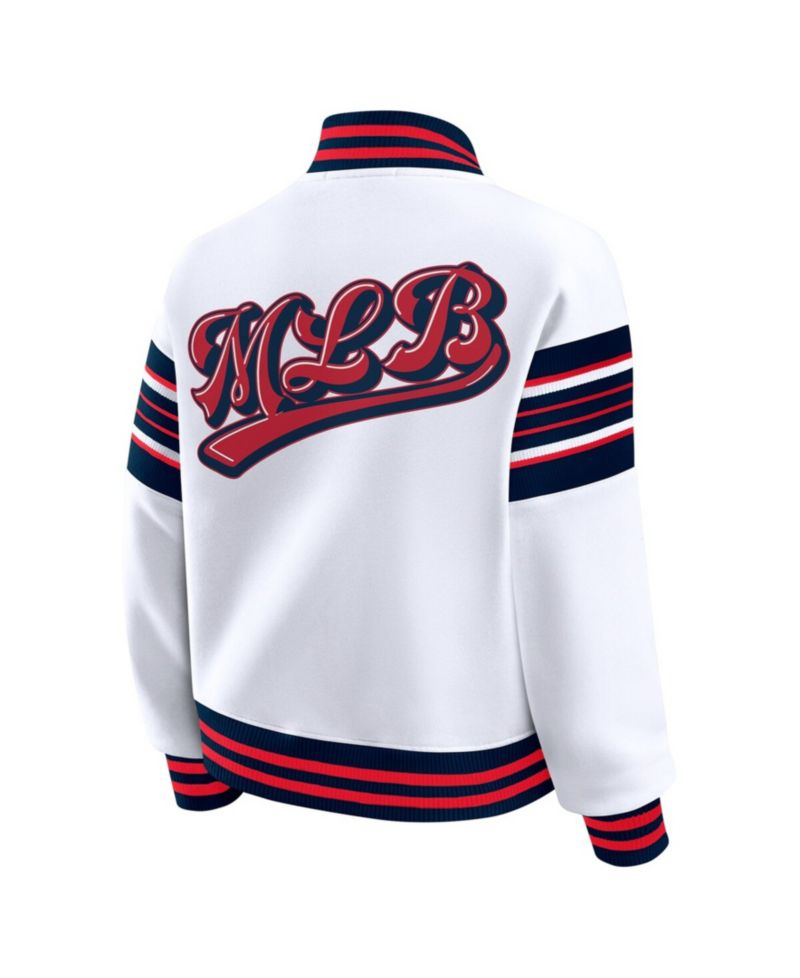 Women's White MLB Merchandise Full-Snap Fleece Sweatshirt Jacket